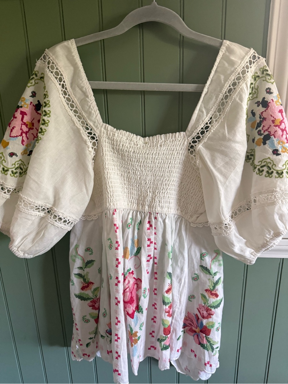 Farm Rio Embroidered White Top - Picture 4 of 6